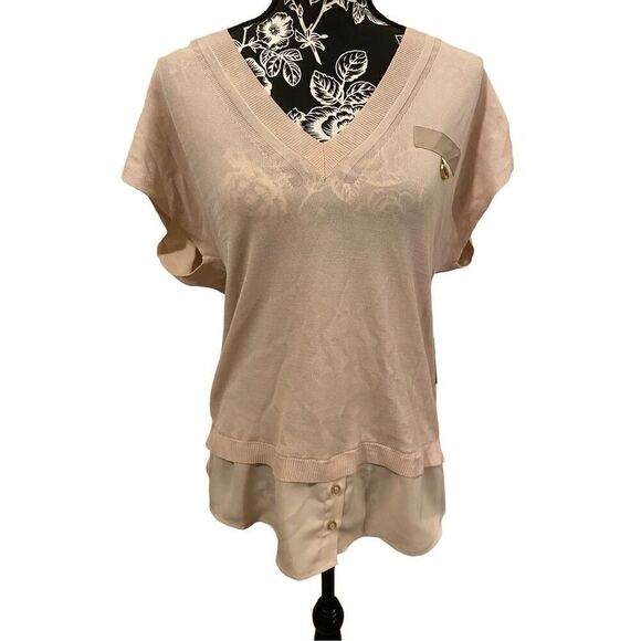 Nwt Ellen Tracy Layered Blouse Designer Business Casual Career Workwear - Picture 1 of 12